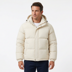 Men’s Winter Hooded Puffer Jacket – Padded Quilted Coat with Storm Flap