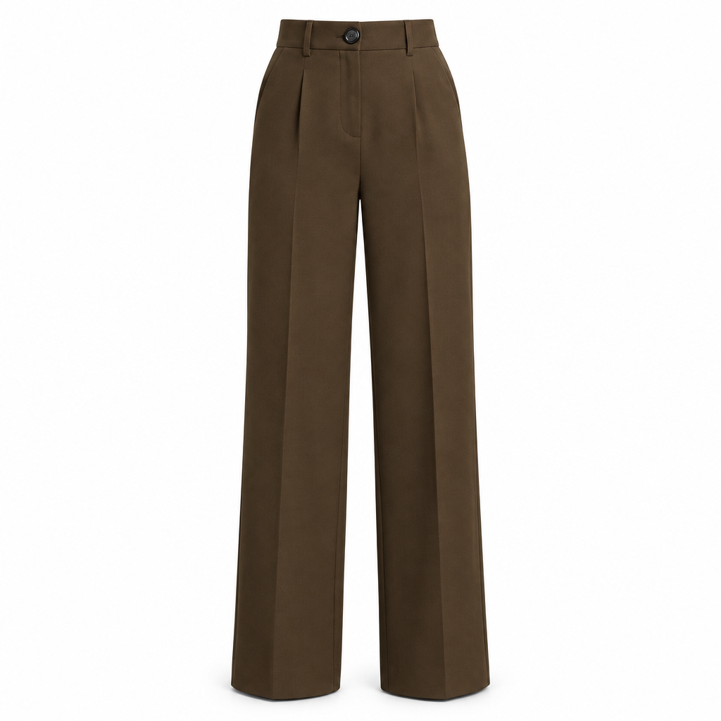 Brown tailored wide-leg trousers