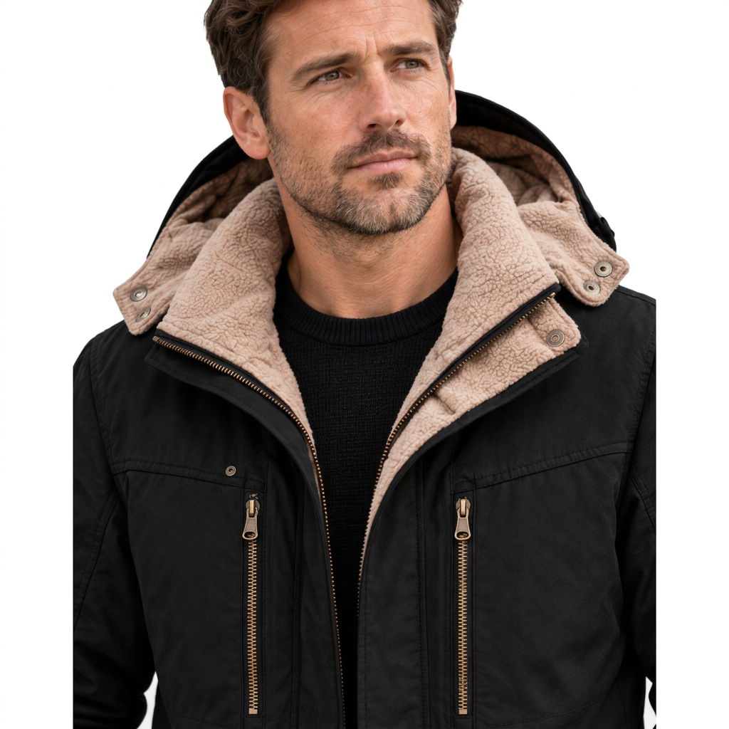Men's Waterproof Winter Jacket – Hooded & Fleece-Lined