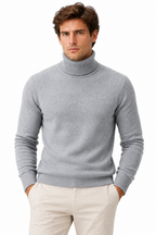 Men's Knit Turtleneck Sweater - Warm Pullover for Casual Winter Style