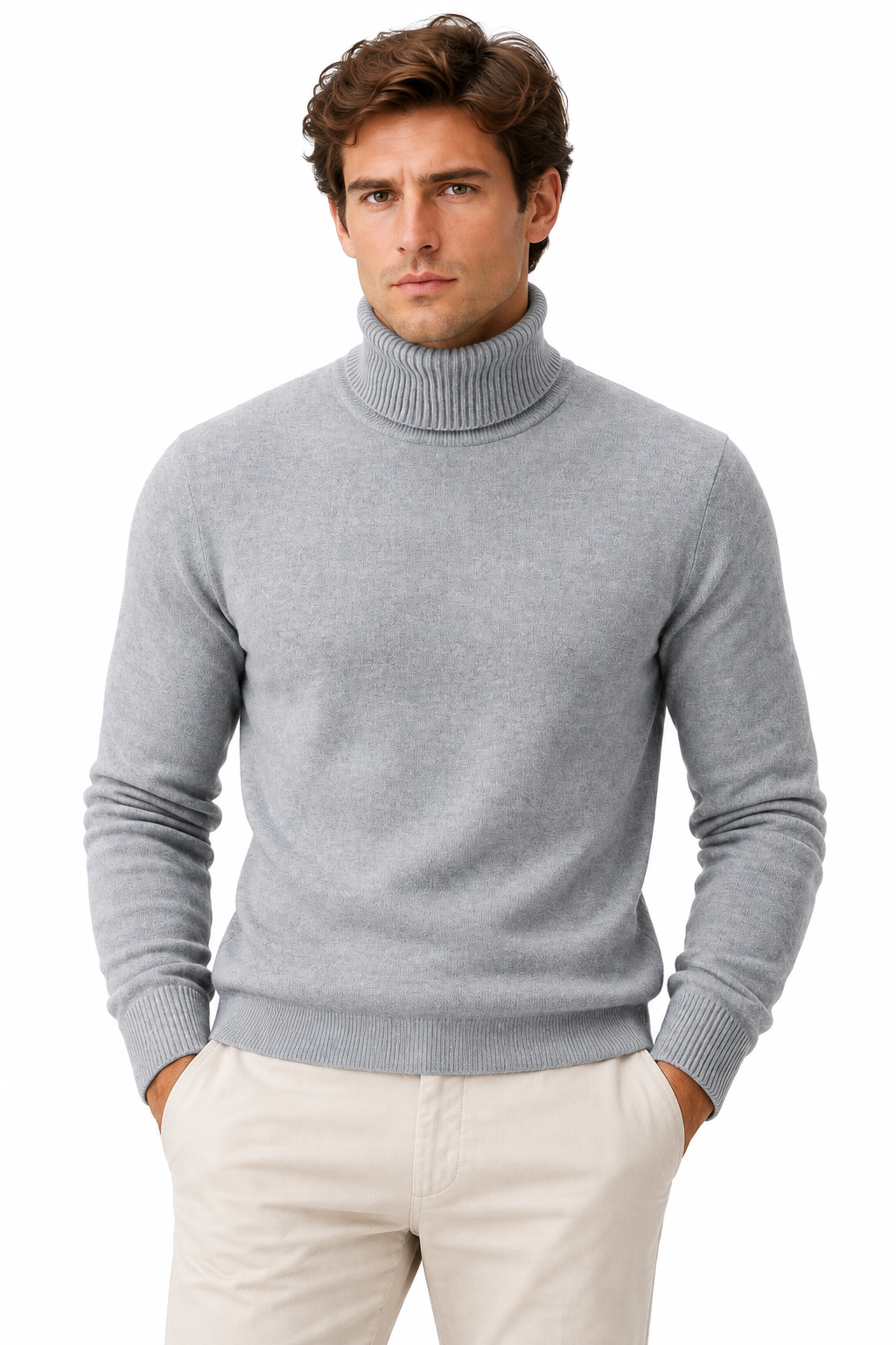 Men's Knit Turtleneck Sweater - Warm Pullover for Casual Winter Style