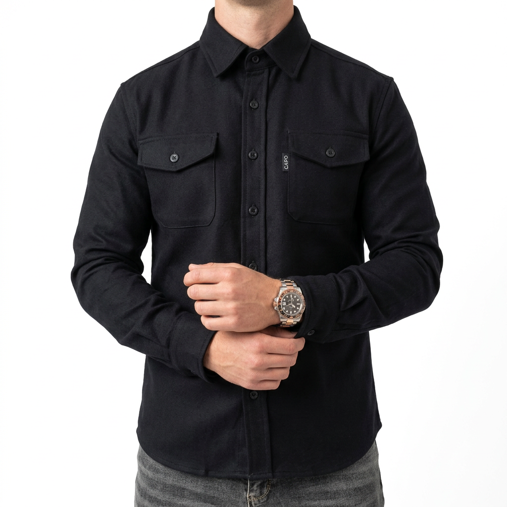 Classic Shirt Jacket with Flap Chest Pockets