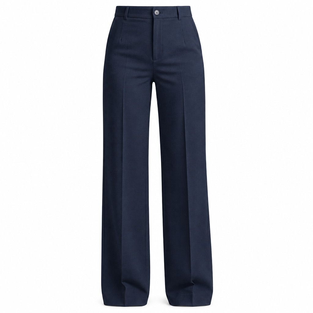 Dark blue straight-leg trousers