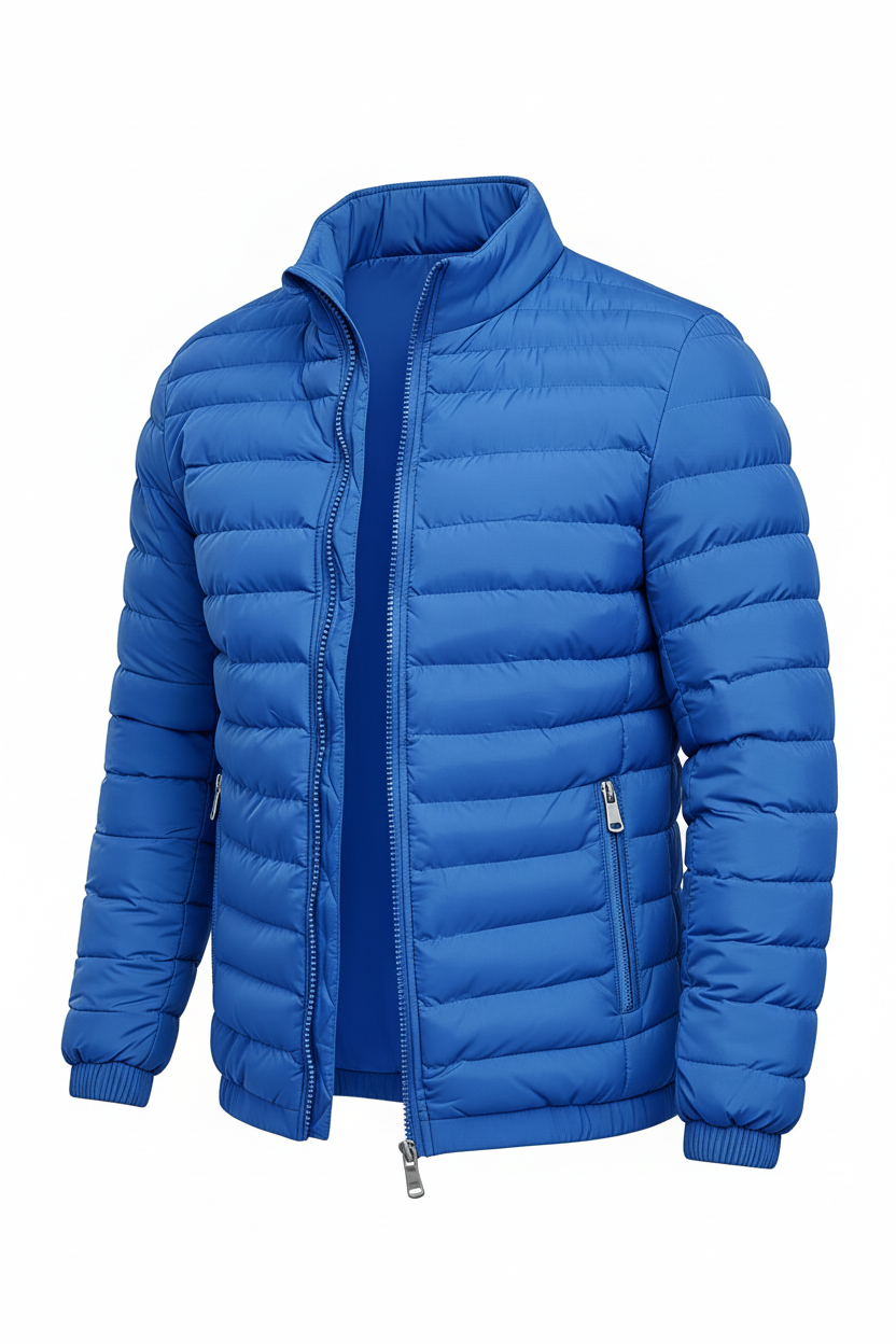 Men's Puffer Jacket - Royal Blue Side