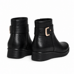 Black ankle boots, rear three-quarter view