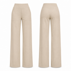 Beige pull-on wide-leg trousers