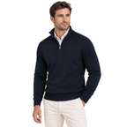 Men's Soft Cotton Blend Half Zip Pullover with Ribbed Trims
