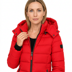 Women's Mid Length Puffer Jacket with Detachable Hood