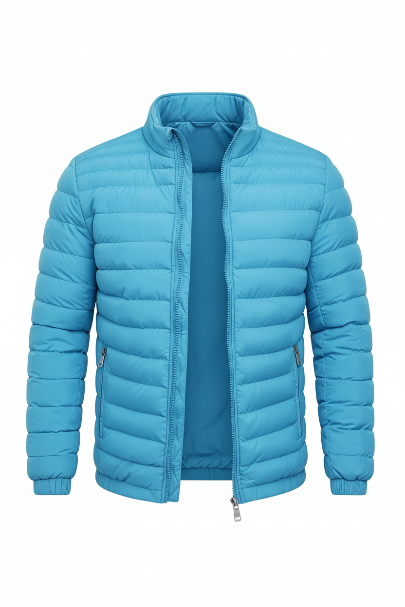 Men's Puffer Jacket - Light Cyan Front