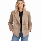 Casual Blazer Coat - Soft Ribbed Fabric, Versatile All-Season Style