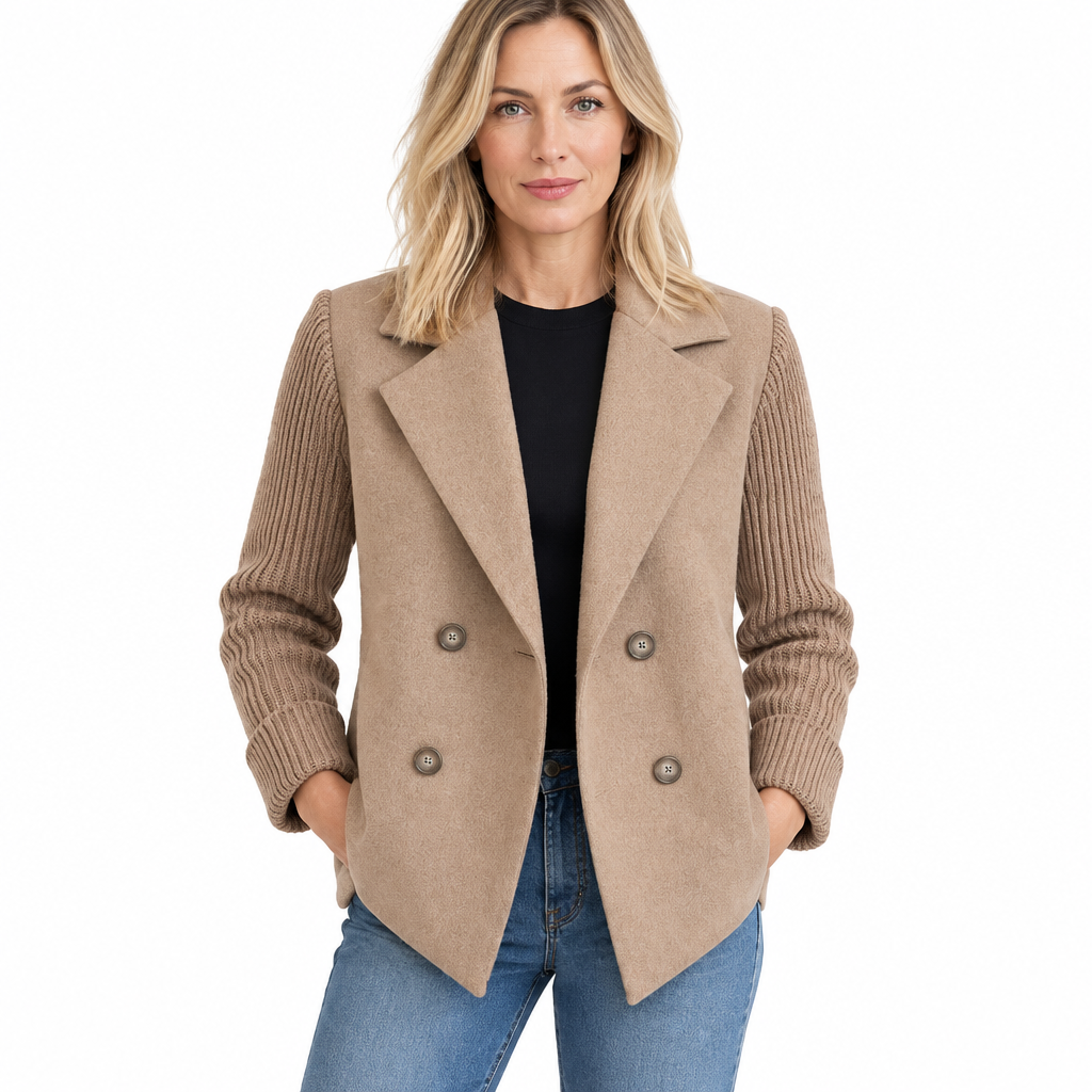 Casual Blazer Coat - Soft Ribbed Fabric, Versatile All-Season Style