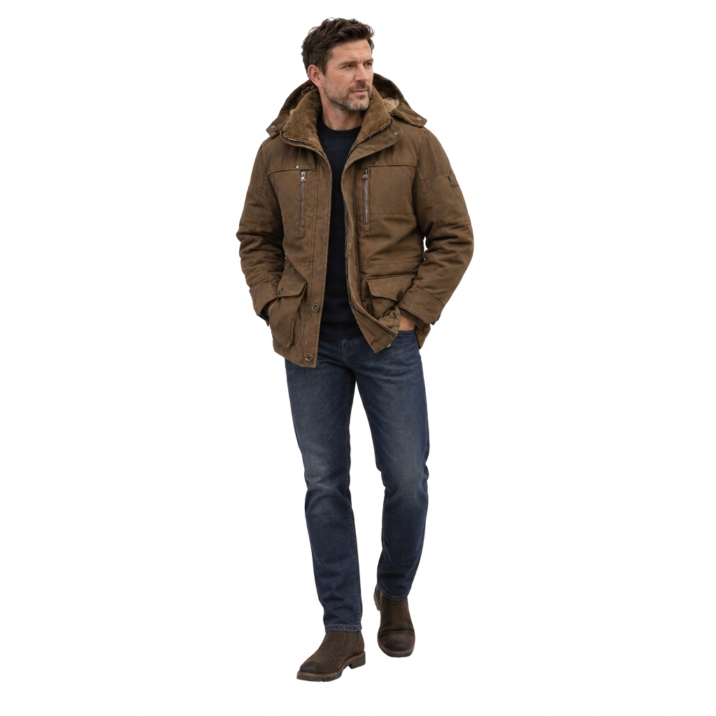 Men's Waterproof Winter Jacket – Hooded & Fleece-Lined