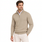 Men's Soft Cotton Blend Half Zip Pullover with Ribbed Trims