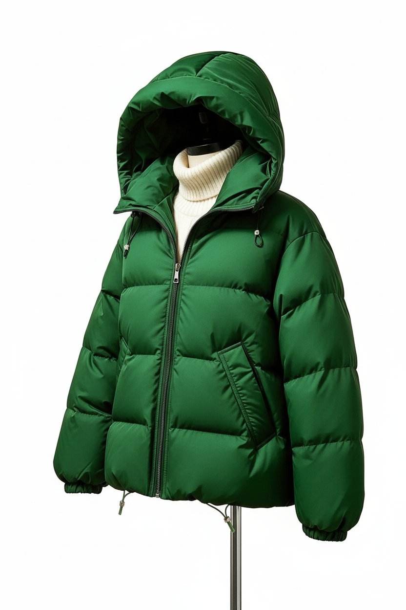Women's Puffer Jacket - Green Side