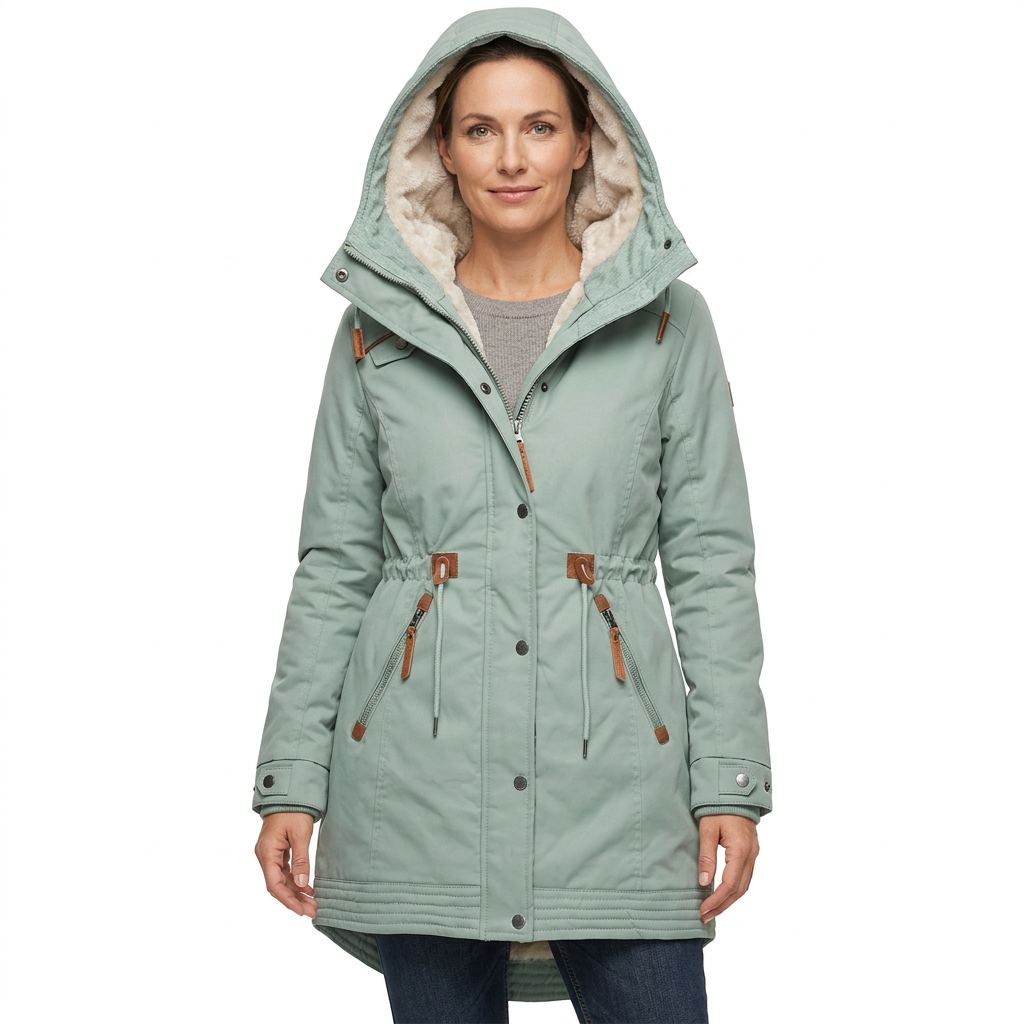 Women’s Parka with Lined Hood and Drawstring Waist