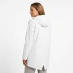 White rain jacket rear three-quarter view