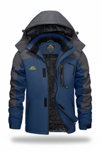 Men's hooded winter fleece lined jacket on a white background