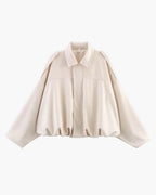 Faux Suede Collared Bomber Jacket for Women