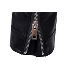 Men's Epaulette Leather Motorcycle Jacket with Asymmetric Zip and Adjustable Belt
