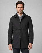 Men's Button-Up Mac Coat - Clean Button-Through Front
