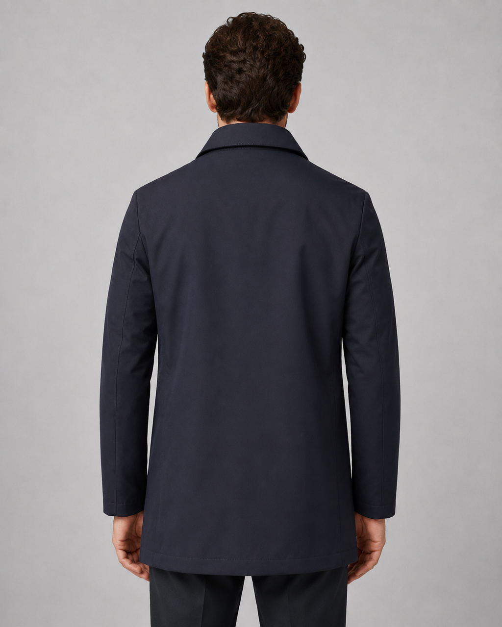 Men's Button-Up Mac Coat - Clean Button-Through Front