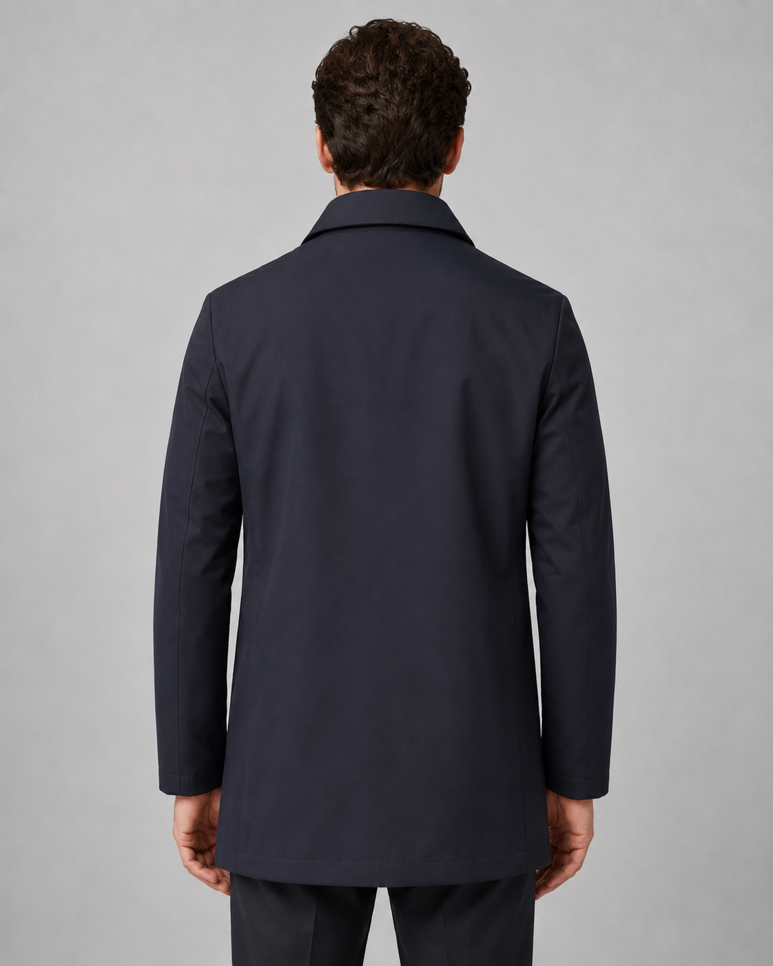 Men's Button-Up Mac Coat - Clean Button-Through Front