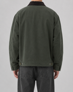 Men's Canvas Barn Jacket with Corduroy Collar and Patch Pockets