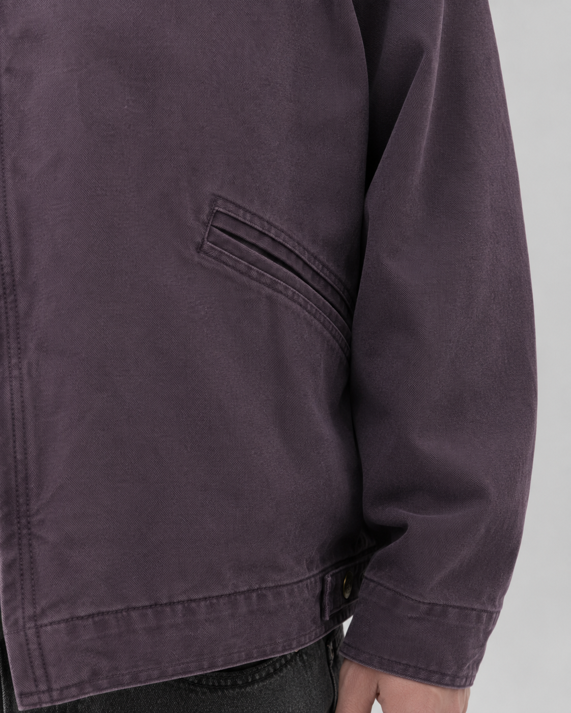Men's Canvas Barn Jacket with Corduroy Collar and Patch Pockets