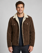 Men's Corduroy Sherpa-Lined Trucker Jacket for Cold Weather Comfort