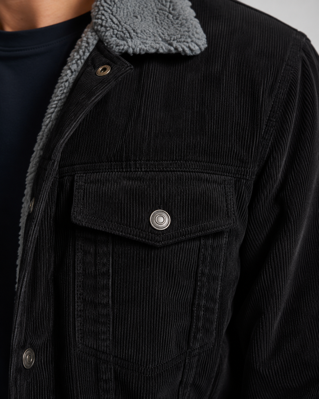 Men's Corduroy Sherpa-Lined Trucker Jacket for Cold Weather Comfort