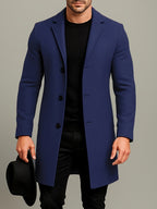 Men's Tailored Winter Trench Coat with Button Front