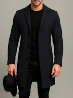 Men's Tailored Winter Trench Coat with Button Front