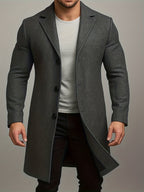 Men's Tailored Winter Trench Coat with Button Front