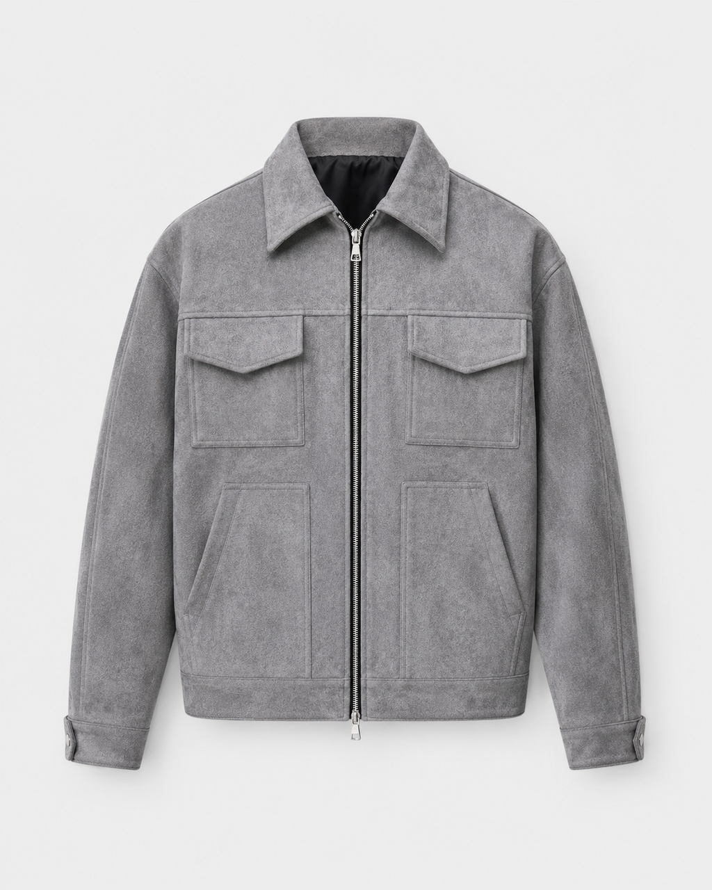 Men's Suede-Look Utility Zip Jacket for Relaxed Autumn Style