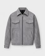 Men's Suede-Look Utility Zip Jacket for Relaxed Autumn Style