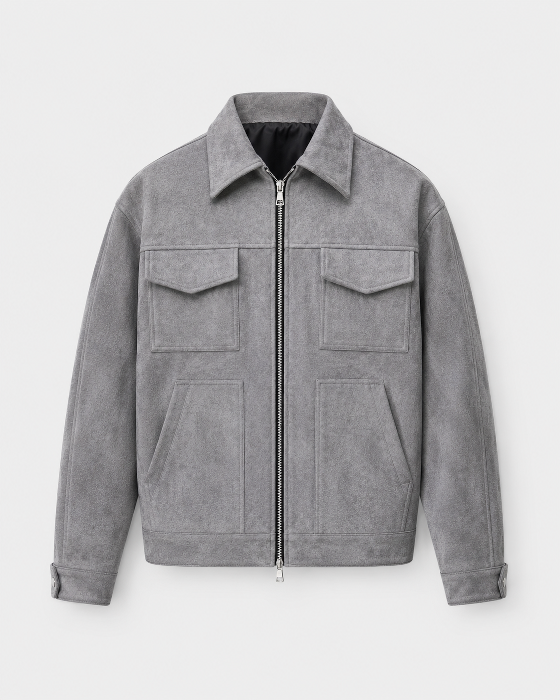 Men's Suede-Look Utility Zip Jacket for Relaxed Autumn Style