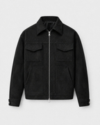 Men's Suede-Look Utility Zip Jacket for Relaxed Autumn Style