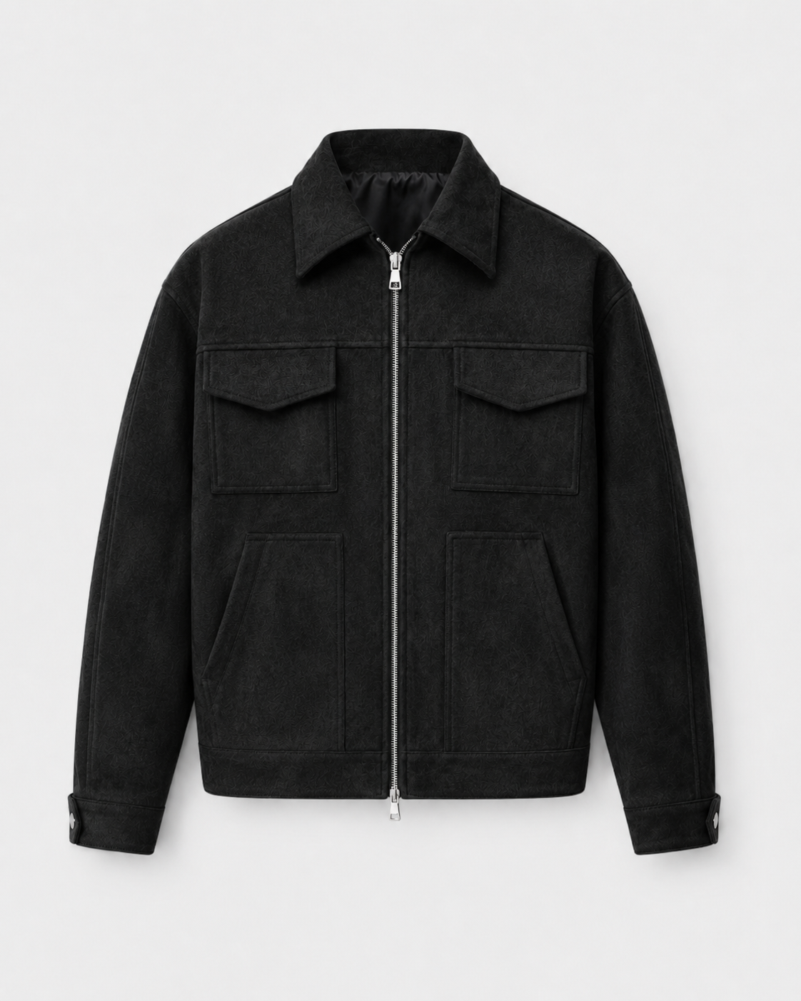 Men's Suede-Look Utility Zip Jacket for Relaxed Autumn Style