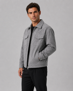 Men's Suede-Look Utility Zip Jacket for Relaxed Autumn Style