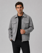 Men's Suede-Look Utility Zip Jacket for Relaxed Autumn Style