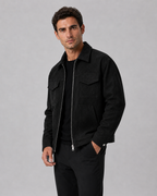 Men's Suede-Look Utility Zip Jacket for Relaxed Autumn Style