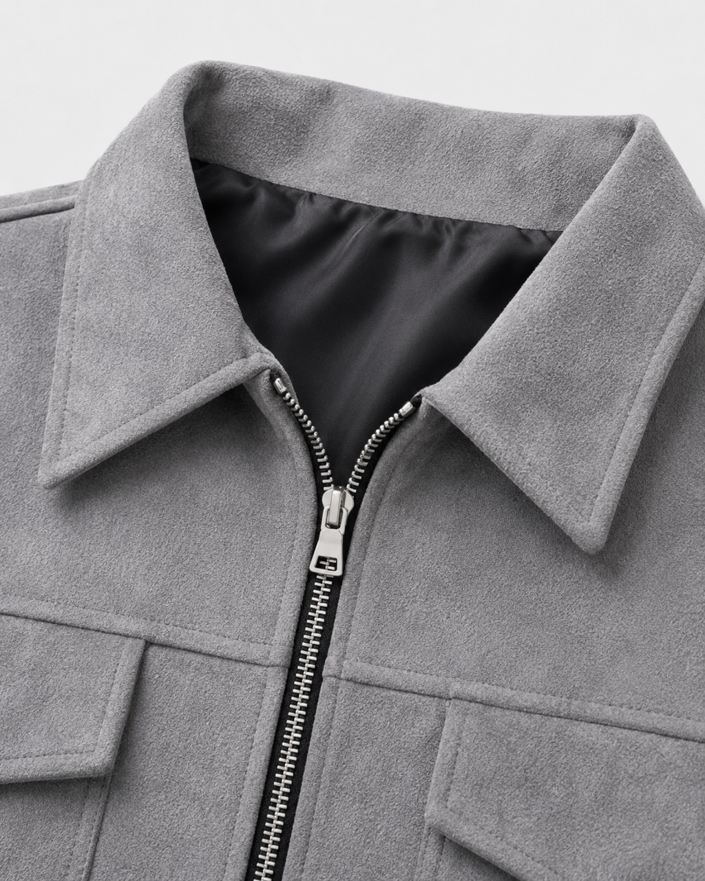 Men's Suede-Look Utility Zip Jacket for Relaxed Autumn Style