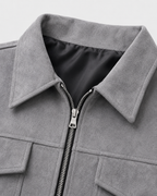 Men's Suede-Look Utility Zip Jacket for Relaxed Autumn Style