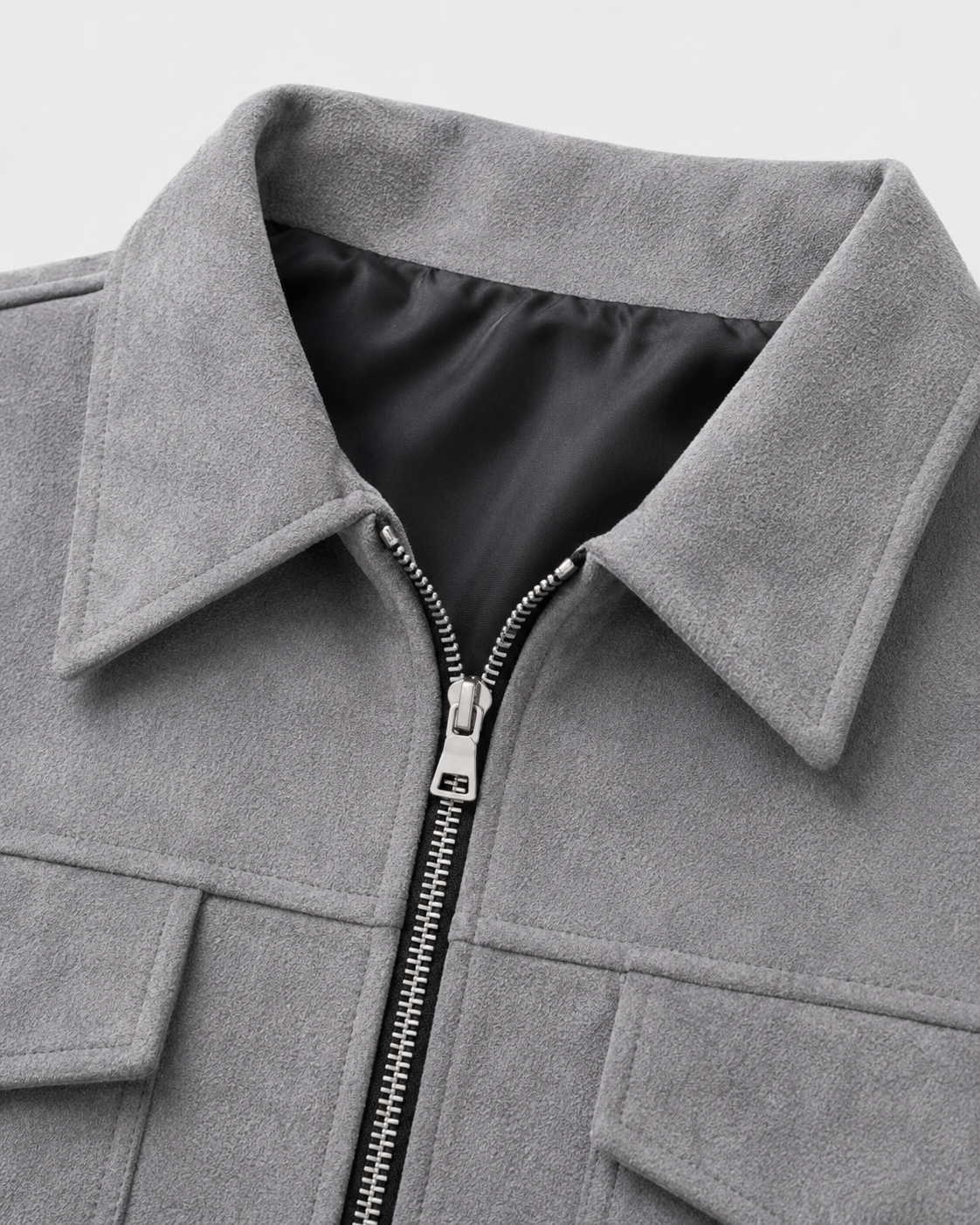 Men's Suede-Look Utility Zip Jacket for Relaxed Autumn Style