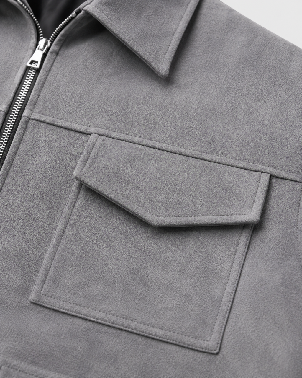 Men's Suede-Look Utility Zip Jacket for Relaxed Autumn Style