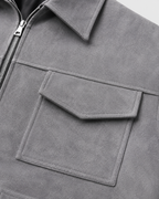 Men's Suede-Look Utility Zip Jacket for Relaxed Autumn Style