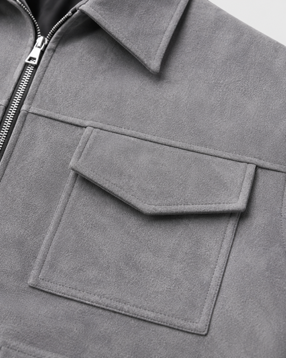 Men's Suede-Look Utility Zip Jacket for Relaxed Autumn Style