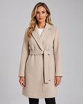 Women's Belted Long Wrap Coat, Soft Polyester, Maxi Length, Relaxed Fit