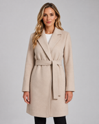 Women's Belted Long Wrap Coat, Soft Polyester, Maxi Length, Relaxed Fit