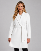 Women's Belted Long Wrap Coat, Soft Polyester, Maxi Length, Relaxed Fit